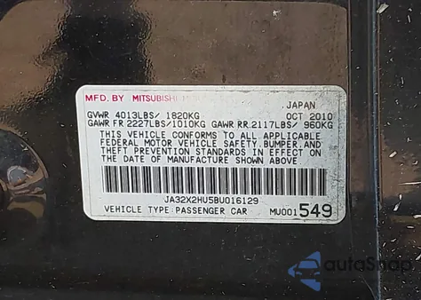 2011 Mitsubishi Lancer Sportback Es z USA, uszkodzony, nr VIN JA32X2HU5BU016129